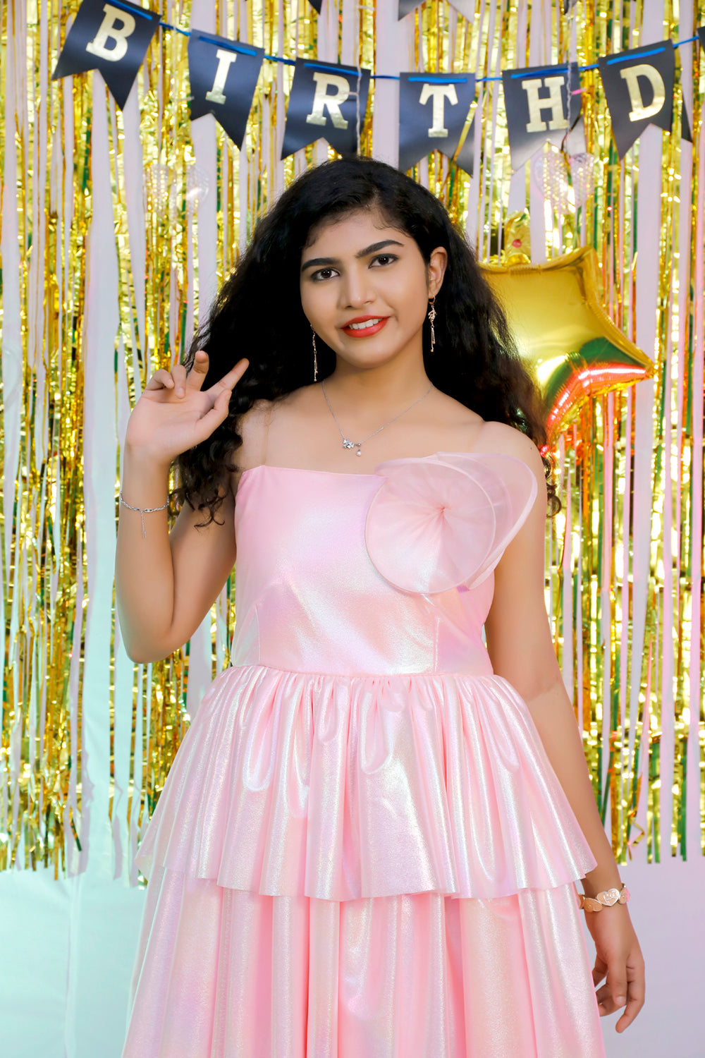 Sweet Kids Pink Jacquard Party Dress-SK806 – Sara's Children's Boutique