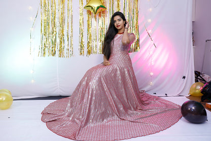 Pink Shimmer long Gown | S3G892