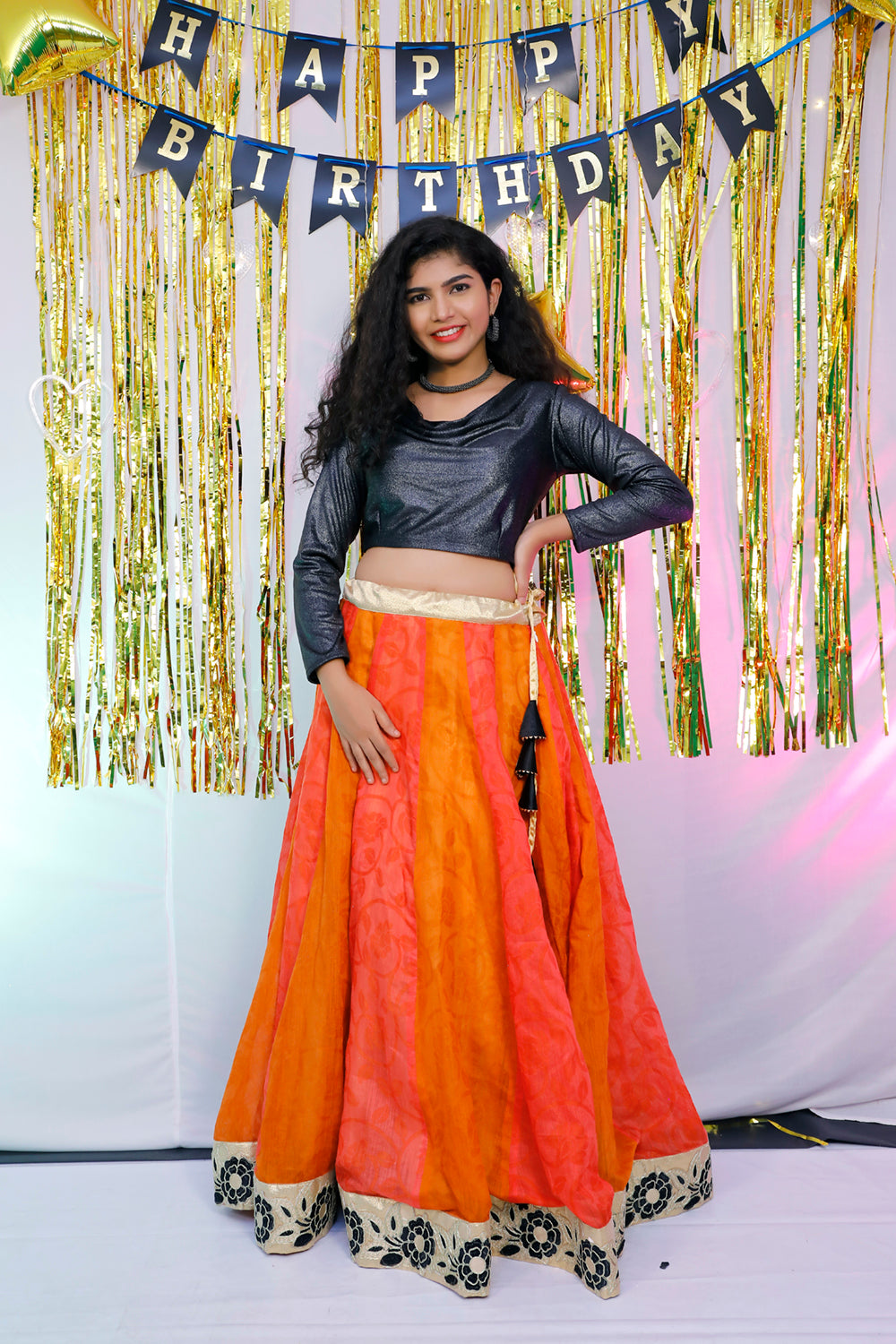 orange lehenga