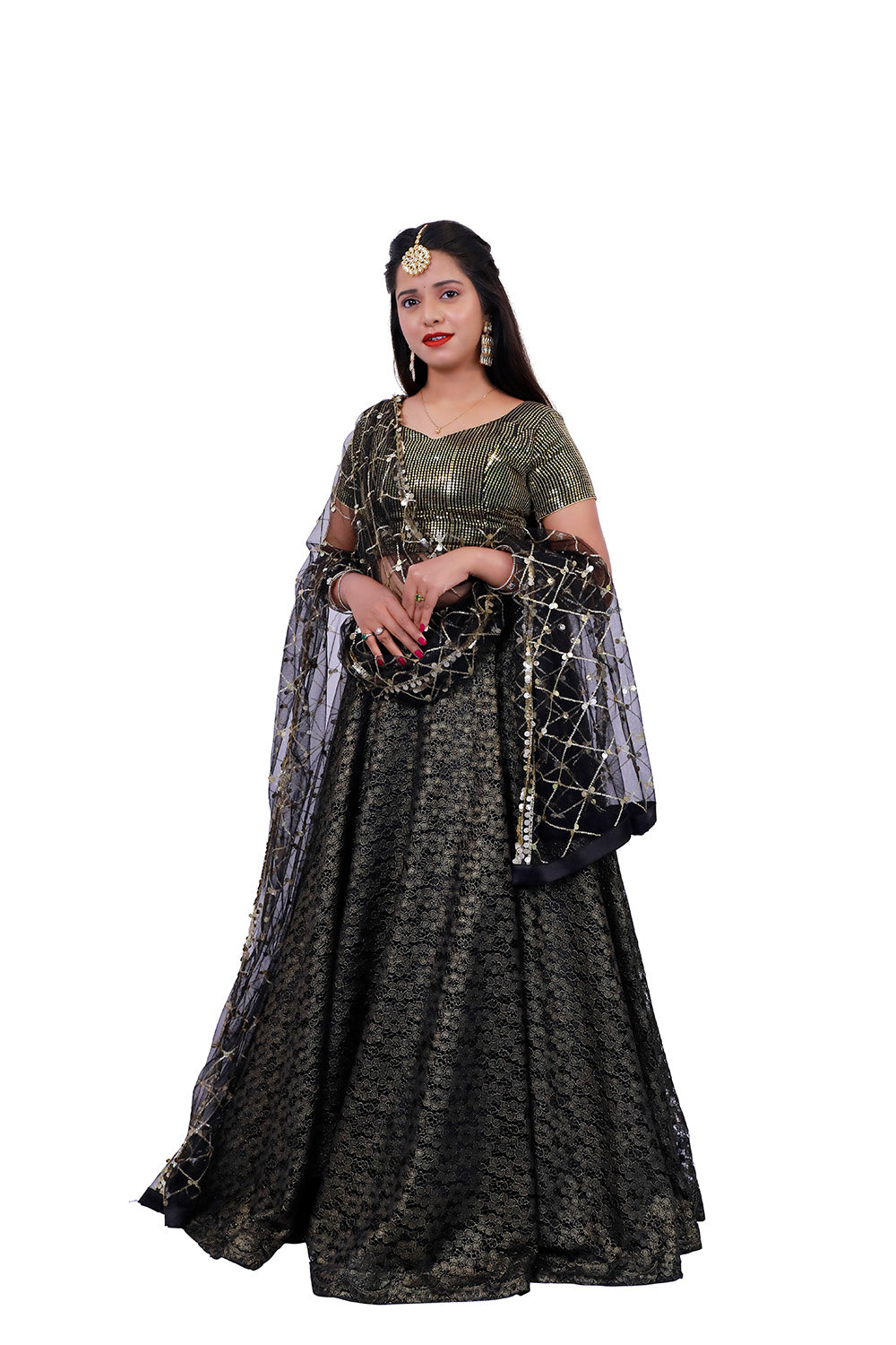 Black Sequence Lehenga | S3BLS195