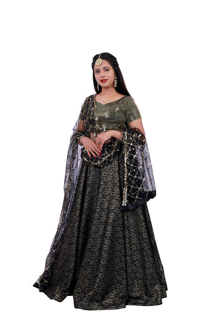 Black Sequence Lehenga | S3BLS195