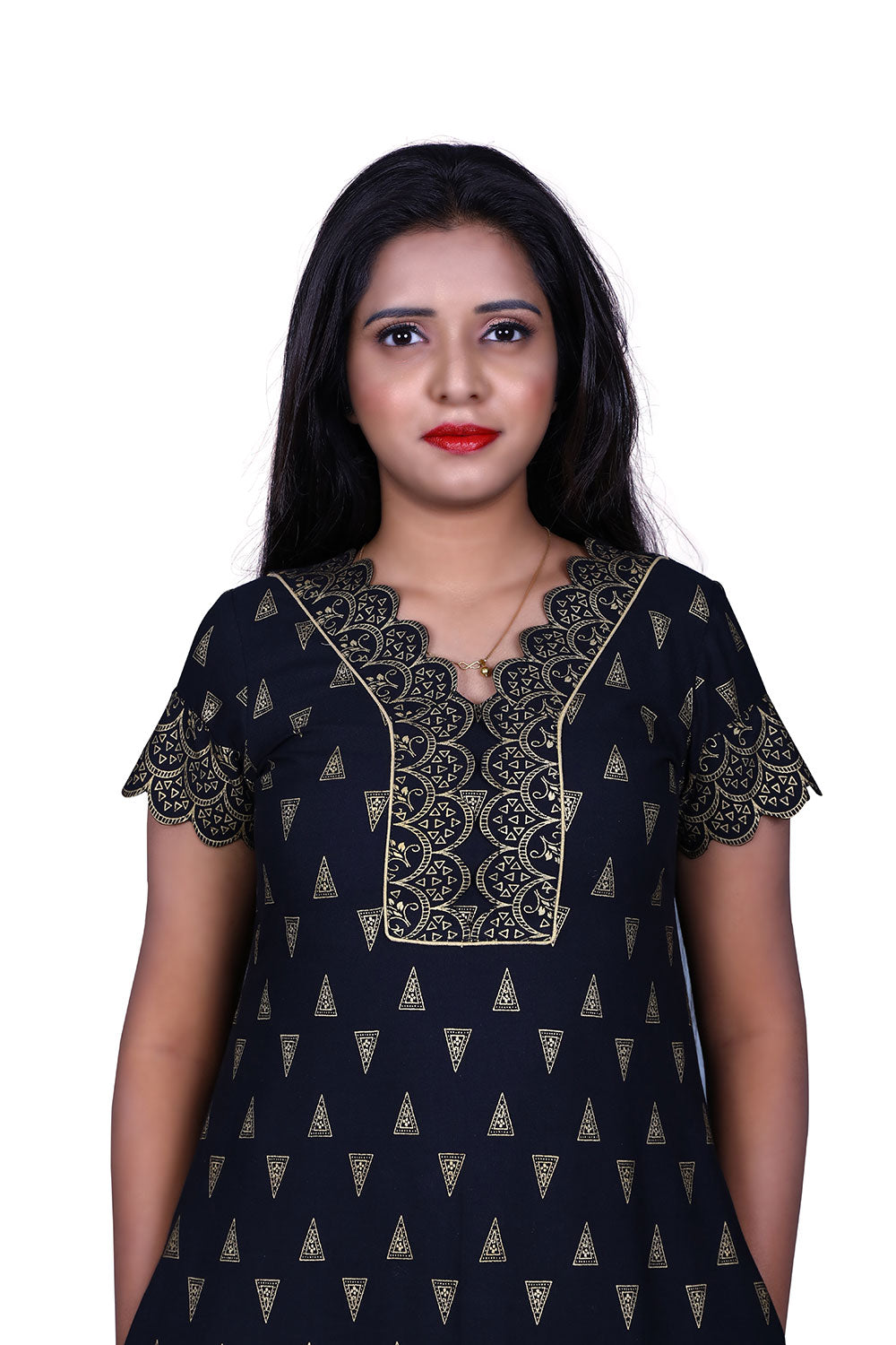 Black Printed A-Line Kurti | S3K803
