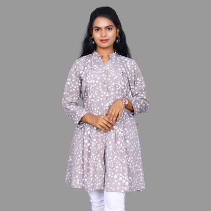 Womens Crape Ivory and White Polka Dots Top |S3T963