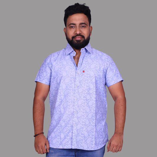 Lavender Printed Half Hands Men's Shirt | S3MS1