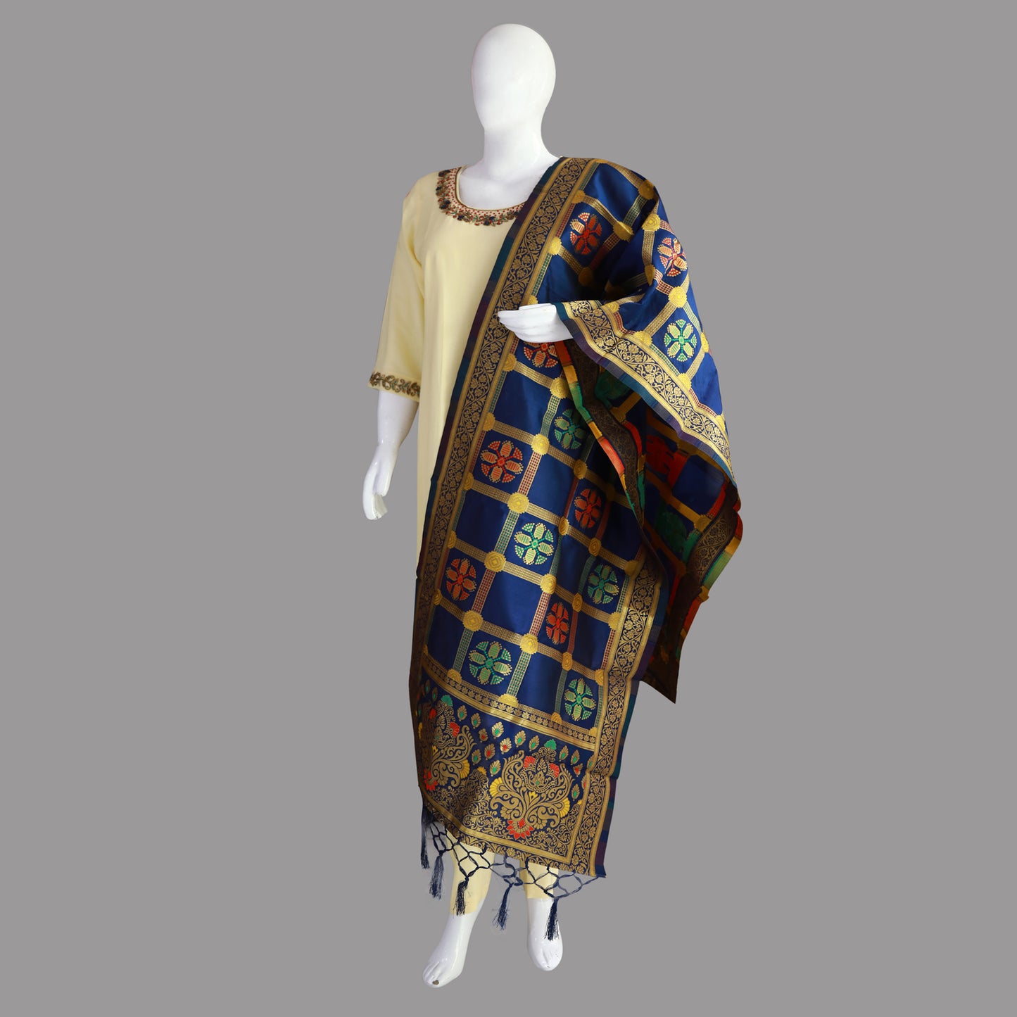 Cream Rayon Ethnic 3 Piece set | S3E