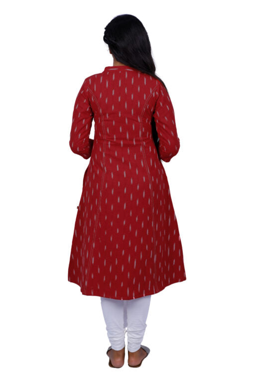 Women Red Ikkat Kurti | S3K084