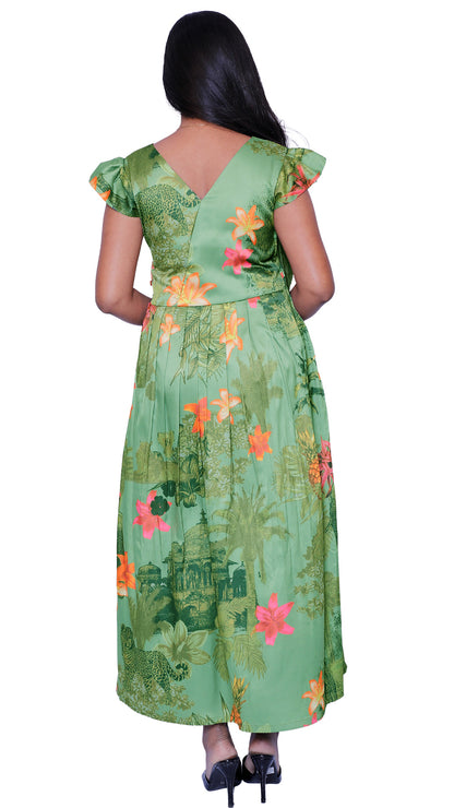 floral Printed satin Straight Gown | S3G656