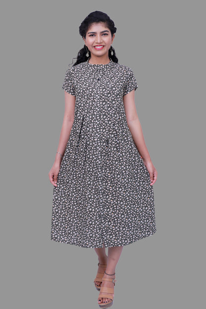 Floral print Flared/A-line Green Gown | S3W142