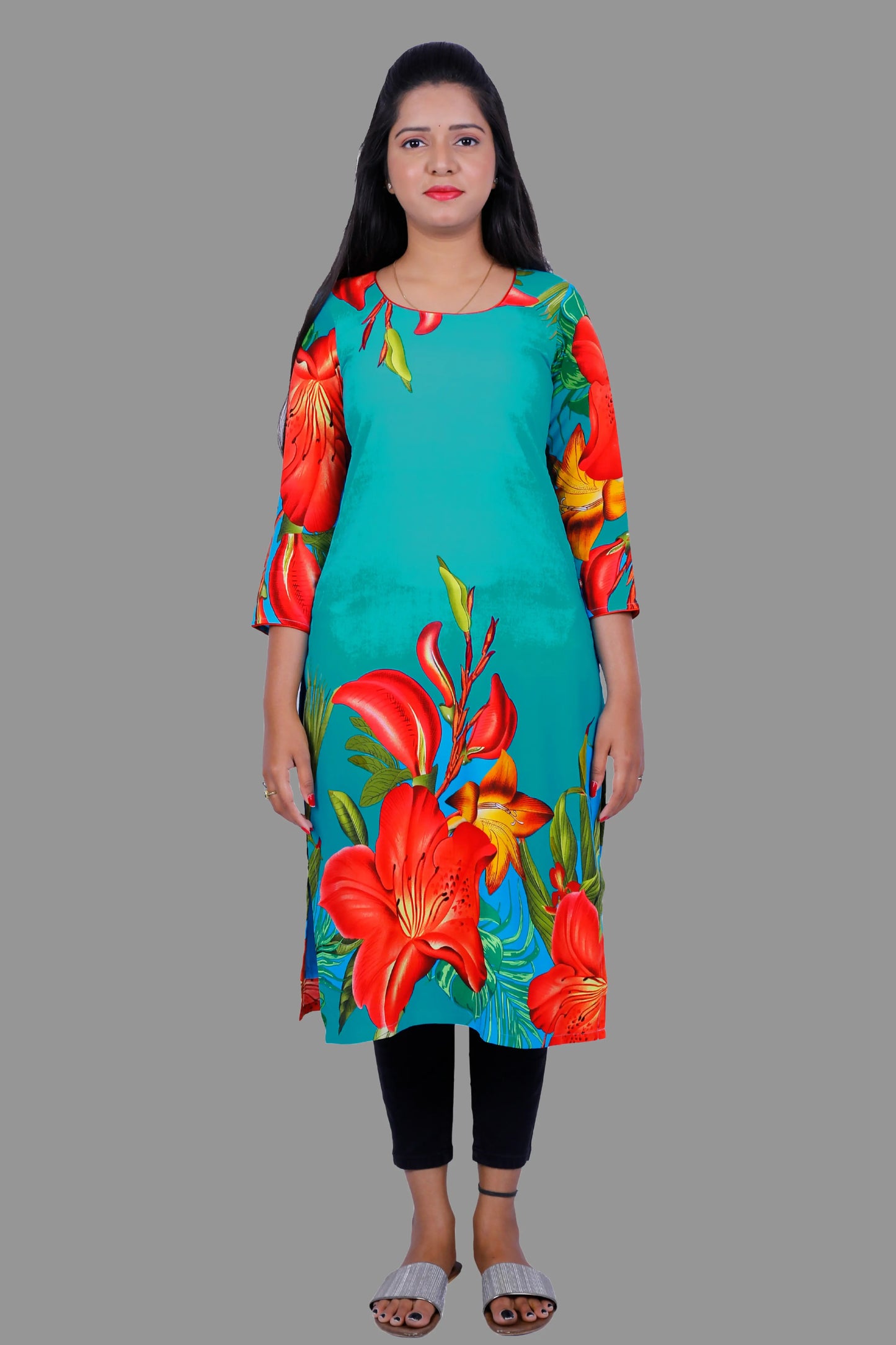 Women Floral Print Straight Kurta | S3X134