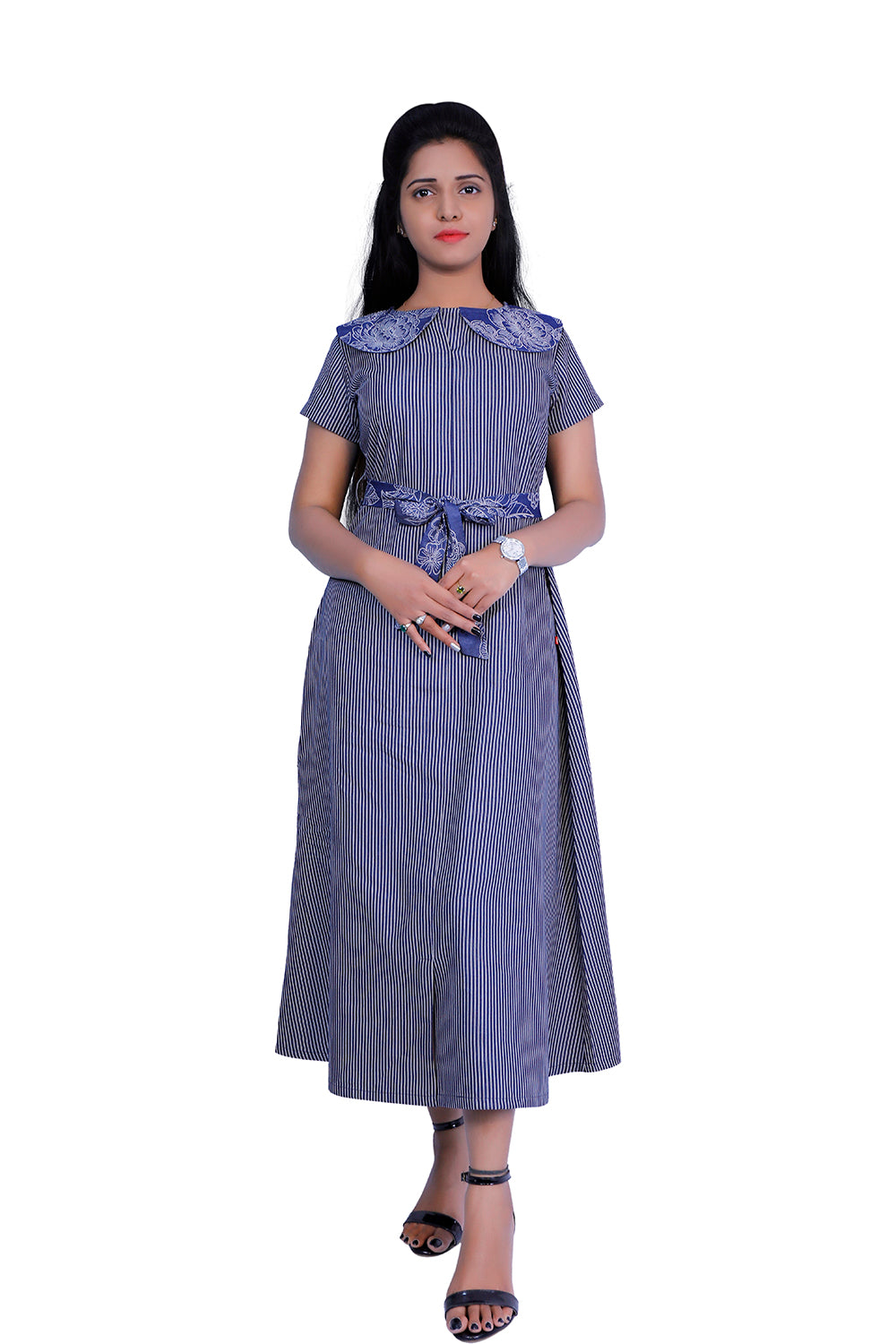 Denim Striped One Piece Dress | S3D425