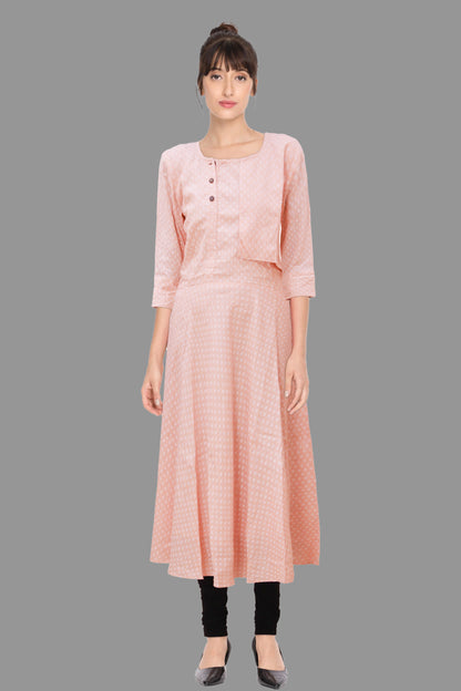 Women Printed Pure Cotton A-line Kurta (Fruit Pink) | S3W141