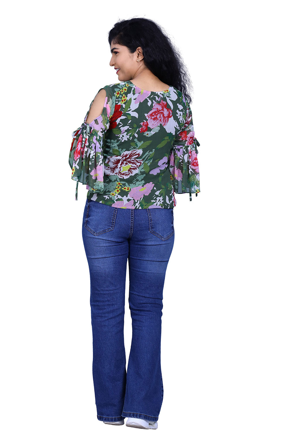 Leaf Green Printed Short Top | S3CT824