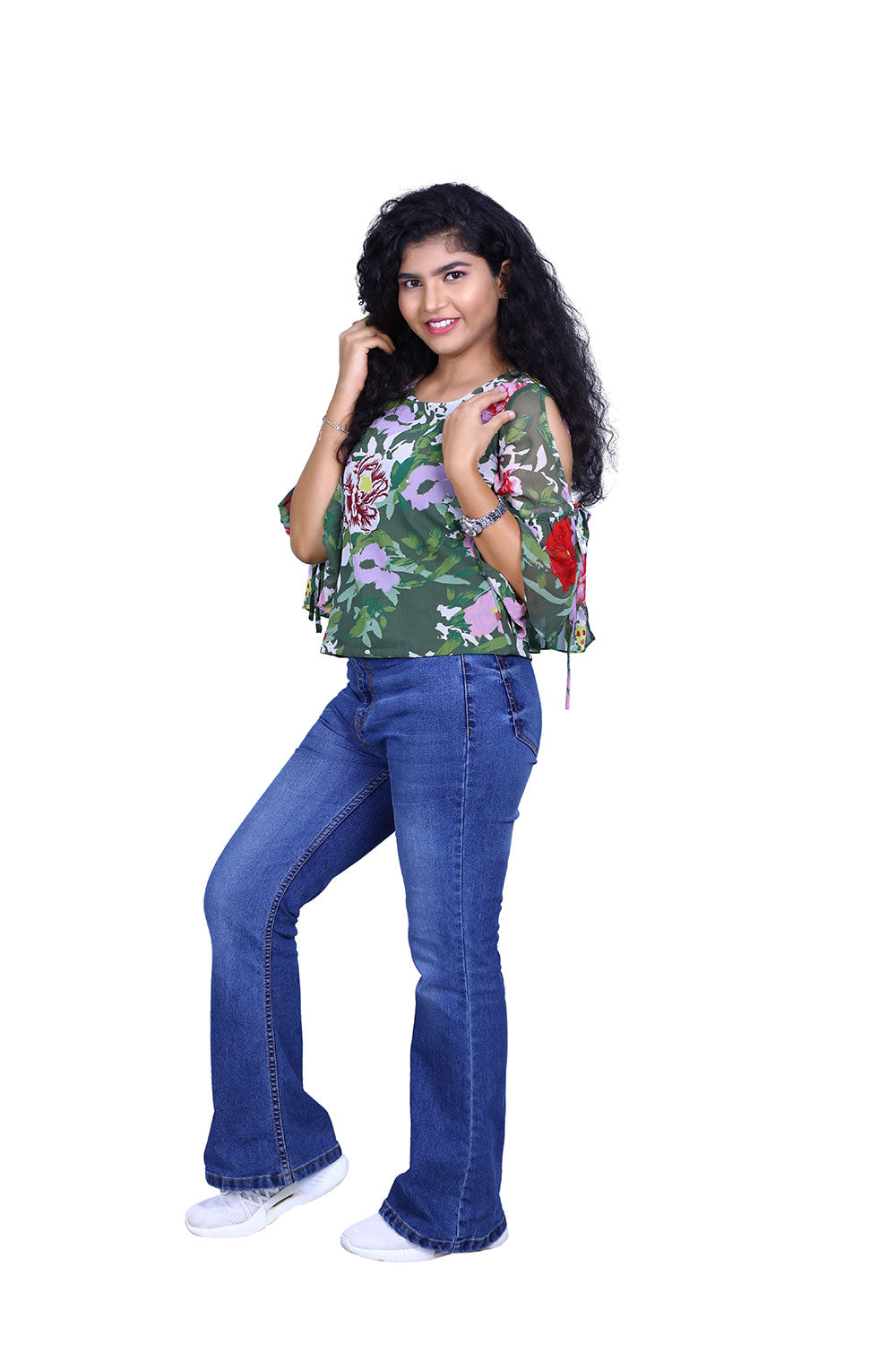 Leaf Green Printed Short Top | S3CT824
