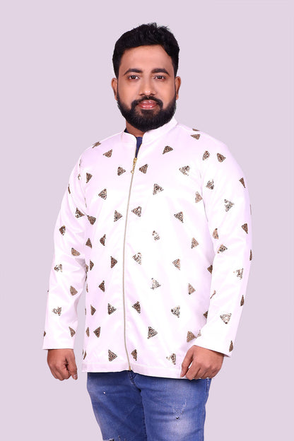 Solid White Triangle Sequins Net Jacket | S3J1044