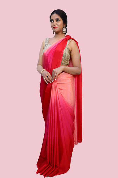 Pink Shaded Elegant Silk Saree. |  S3S4