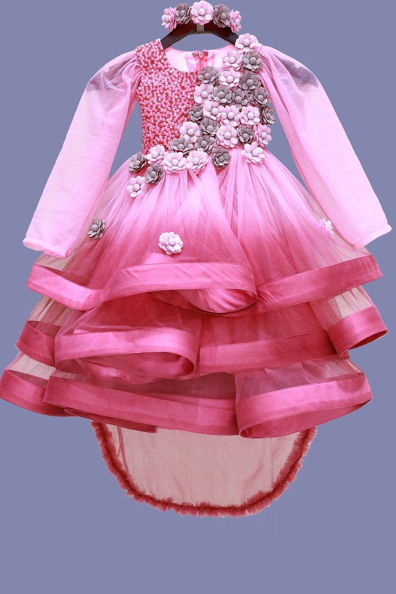 Pink Premium Customized Baby Girl Birthday Dress Pink Premium Customized Baby Girl Birthday Dress