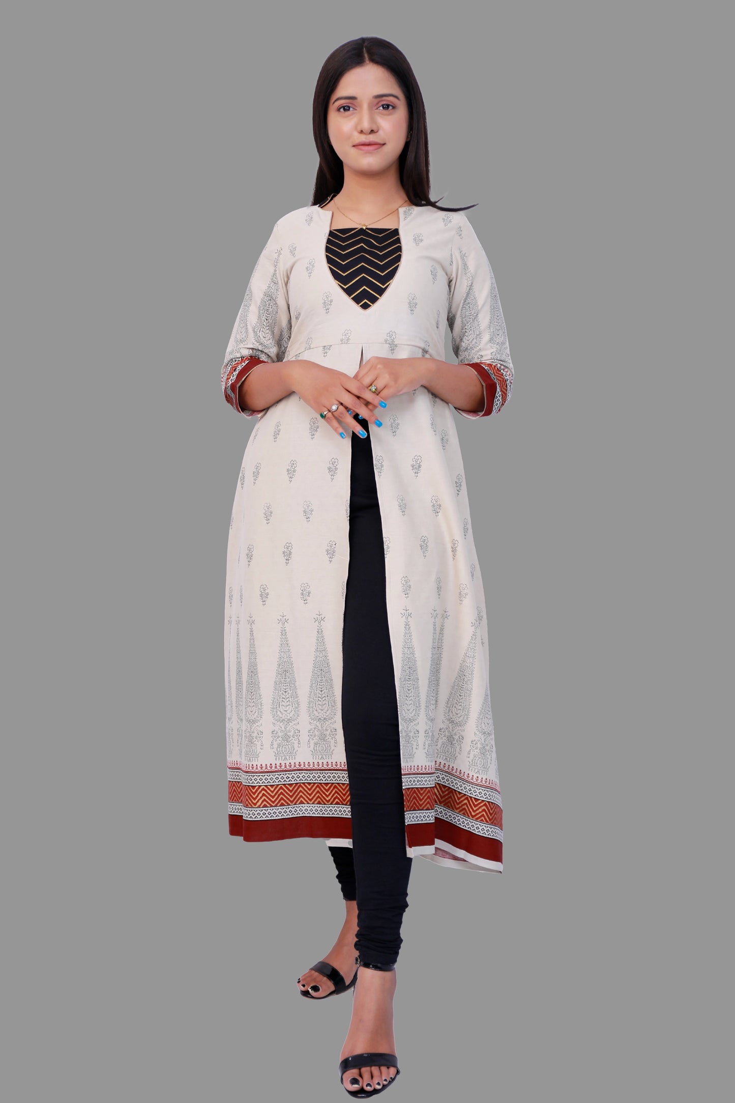 Women Printed Frontslit Kurta | S3X156