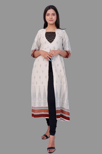 Women Printed Frontslit Kurta | S3X156