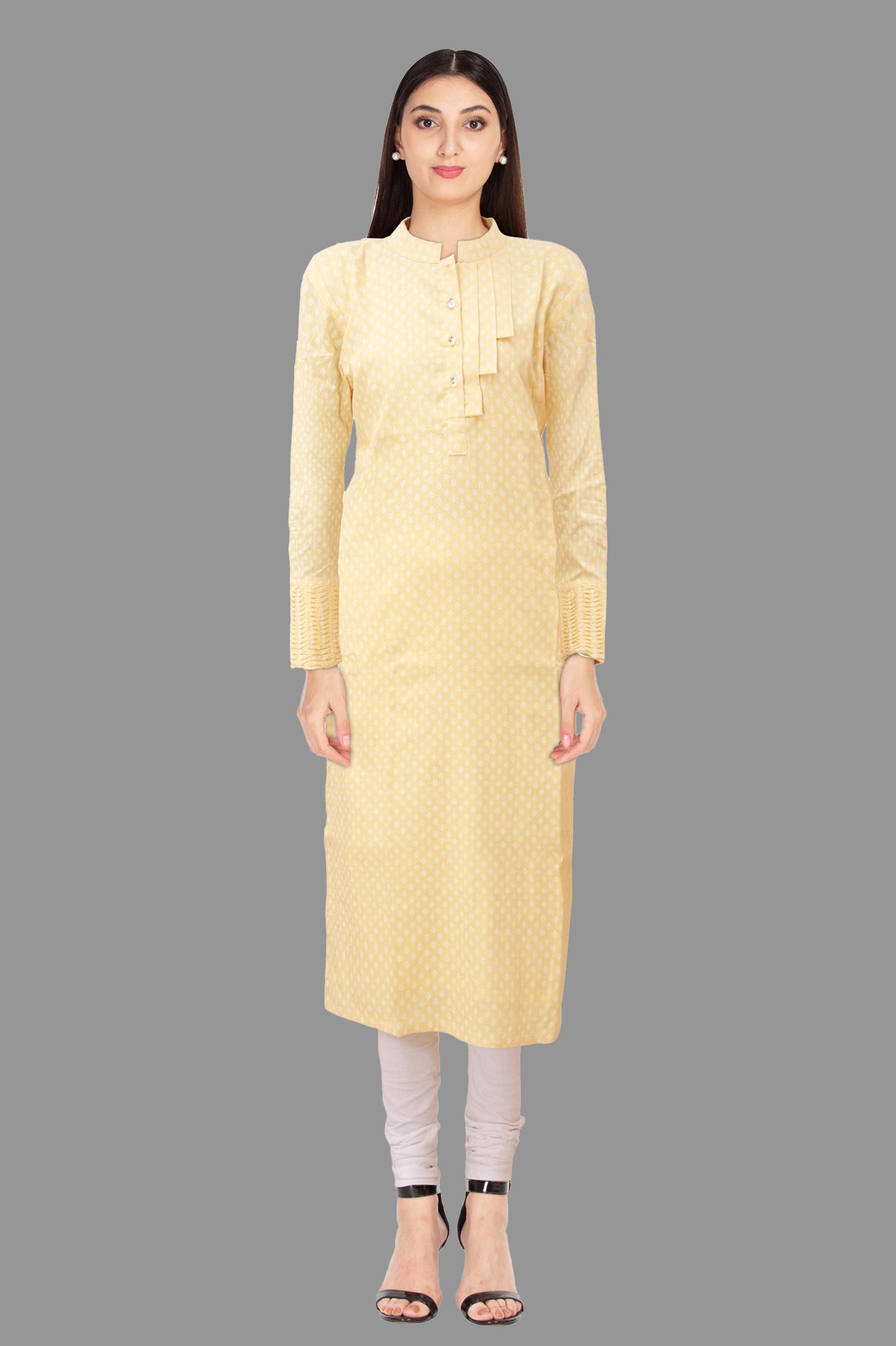 Pale Cream Cotton Straight Kurta | S3K143