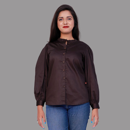 Women Regular Fit Solid Casual Shirt(Brown) | S3T560