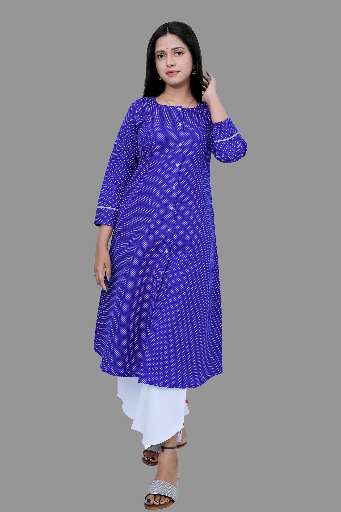 Women Polka Print A-line Kurta | S3K527