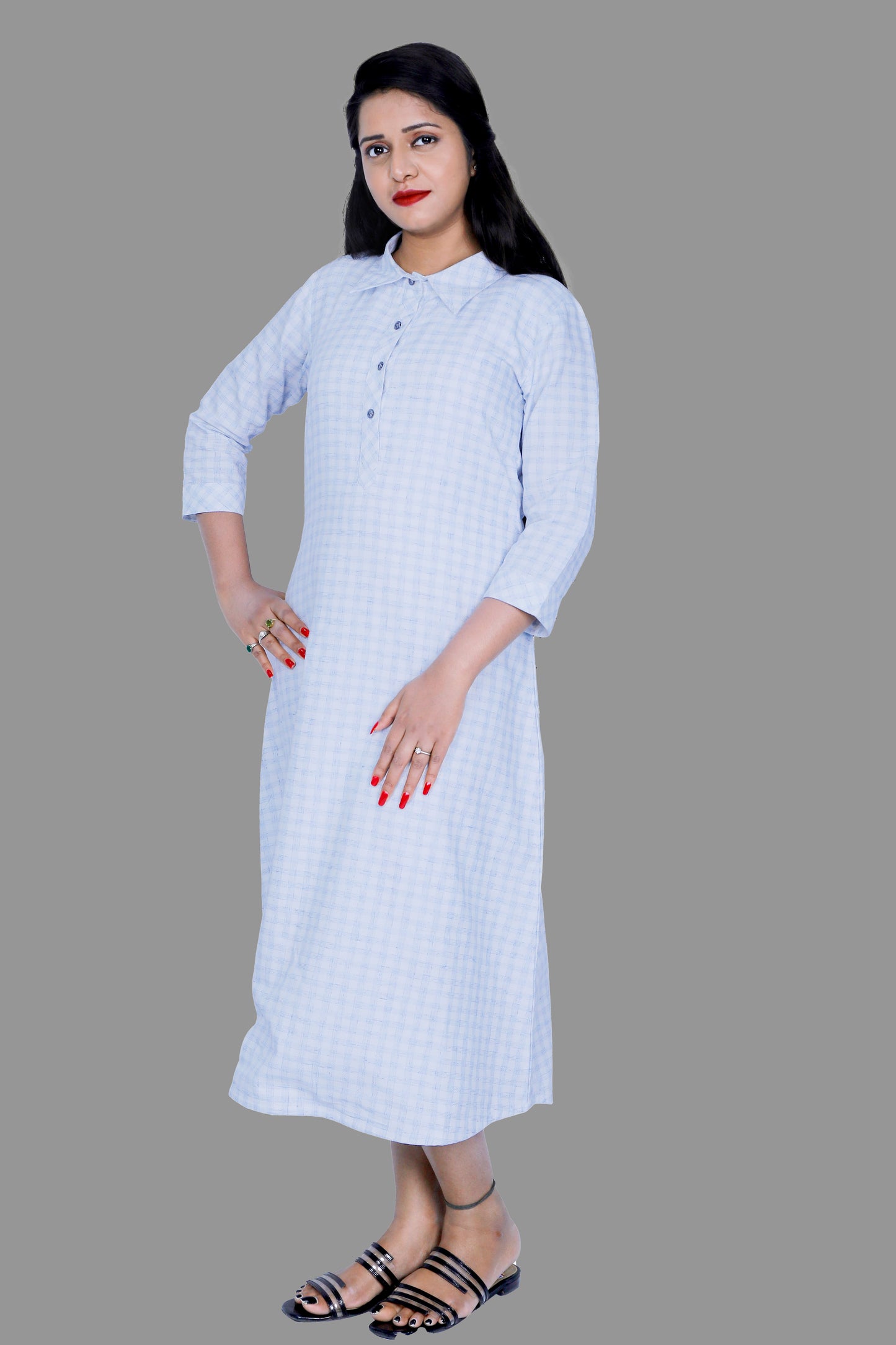 Women Checkered A-line Kurta | S3K043