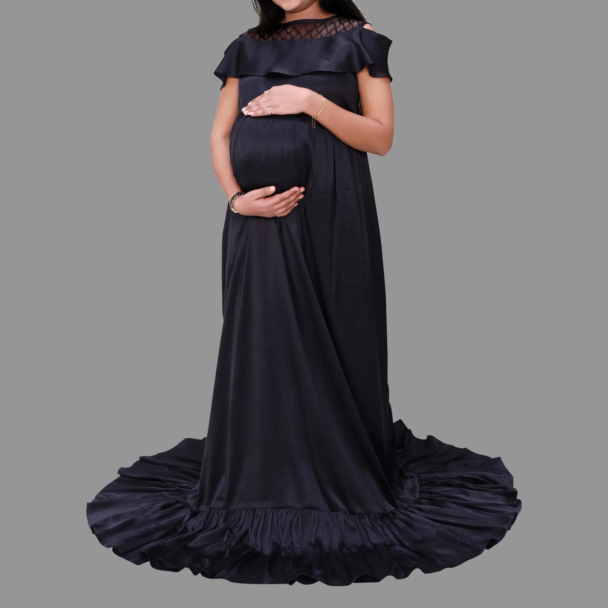 Buy JustVH Women's Floor Length Maternity Gown For Photoshoot (A Green_S)  at Amazon.in