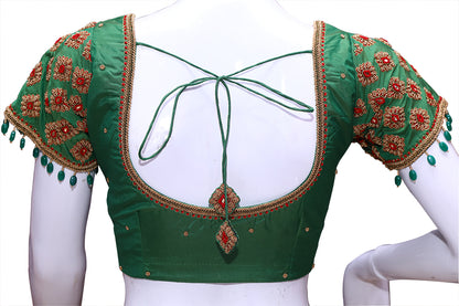 Bottle Green Maggam Work Blouse | S3MB37
