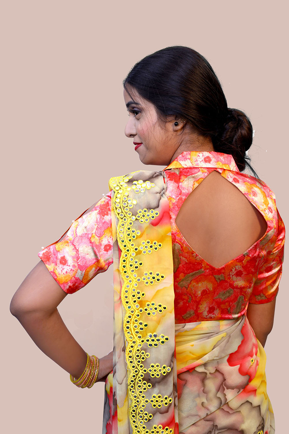 Yellow Floral Printed Saree  | S3S1