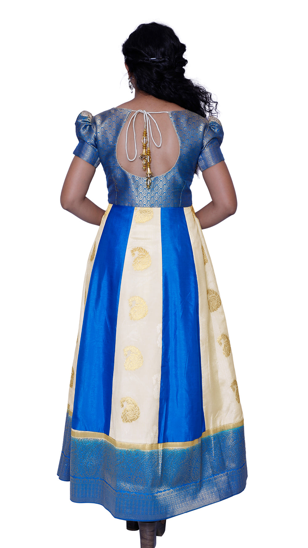 Sky Blue & cream Colour Frock | 12116422819