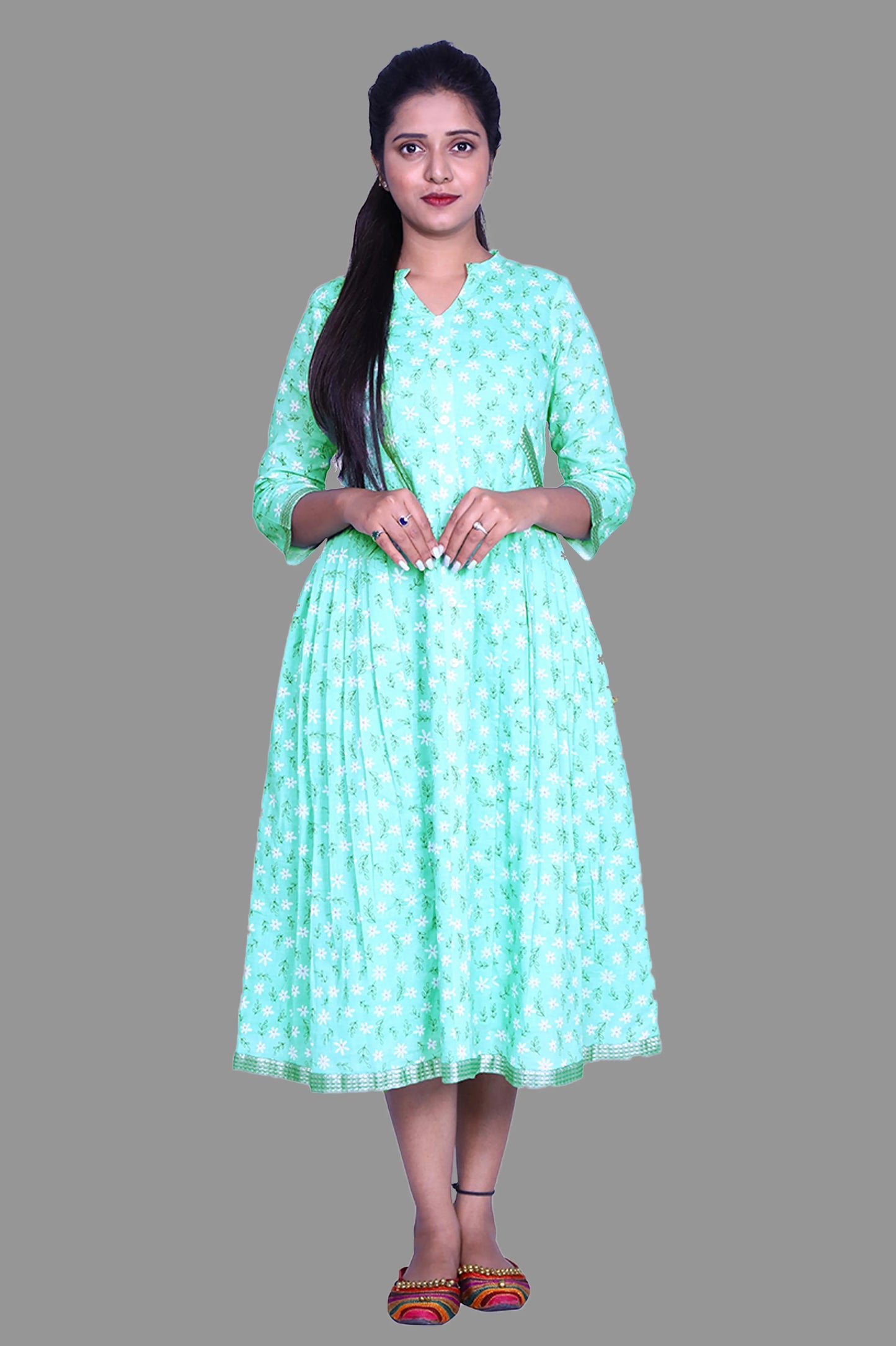 Floral Print A-line Kurta | S3K836