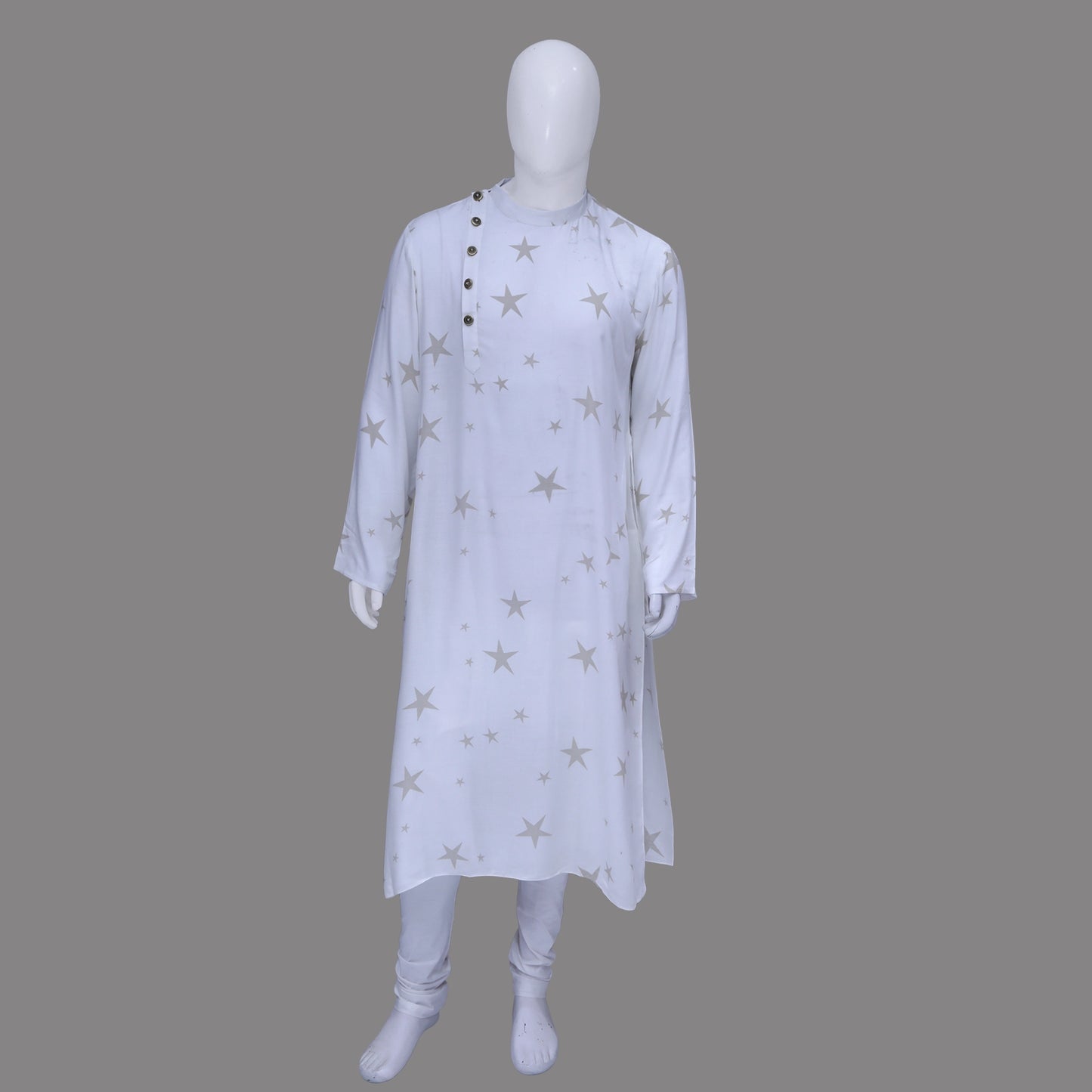 Men's White Printed Kurta | S3MK1211A