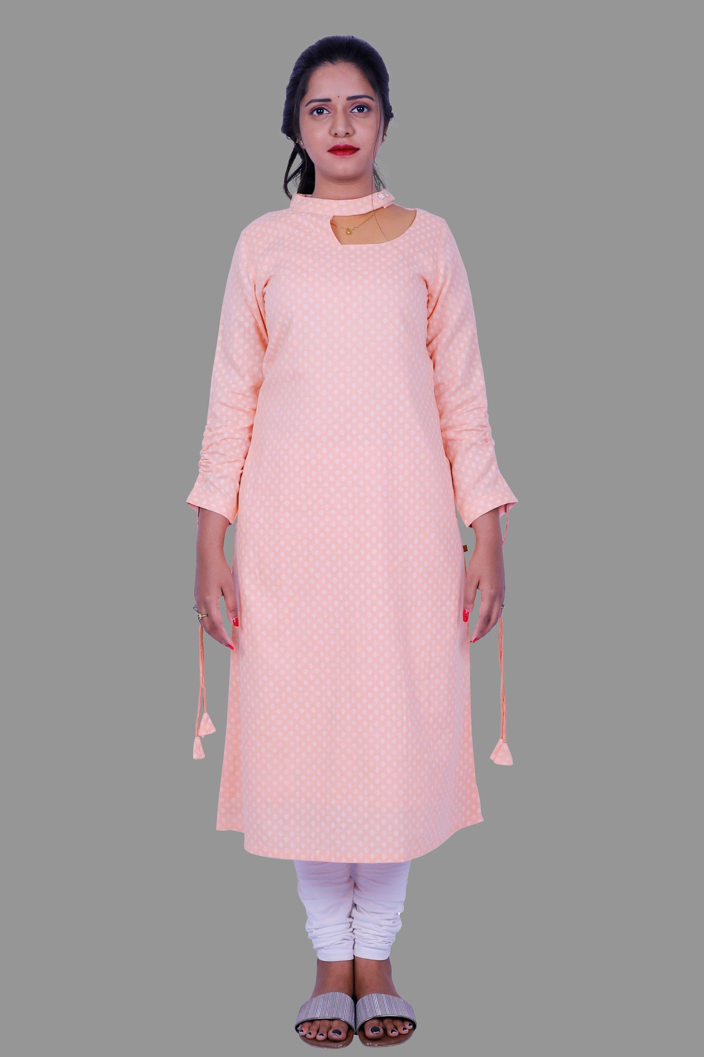 Women Printed A-line Kurta (Baby pink)|S3K131