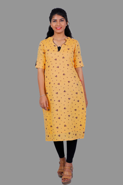 Women Floral Print Straight Kurta (YELLOW) | S3X174