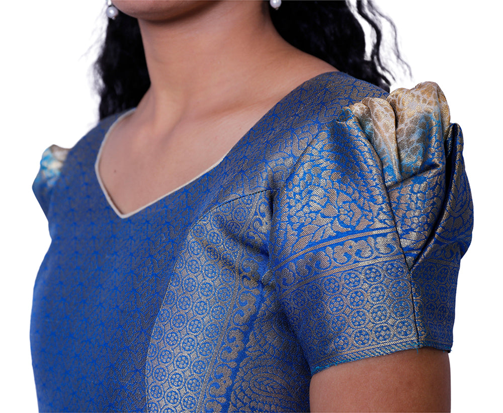 Sky Blue & cream Colour Frock | 12116422819