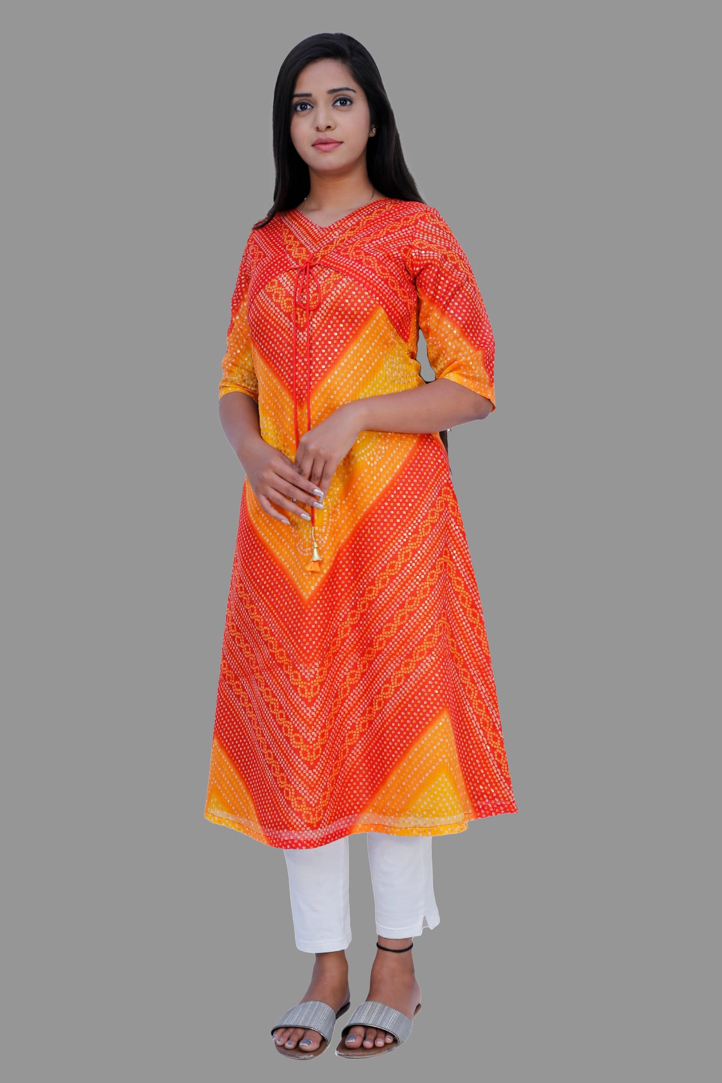 Women Bandhani Print A-line Kurta-S3K548