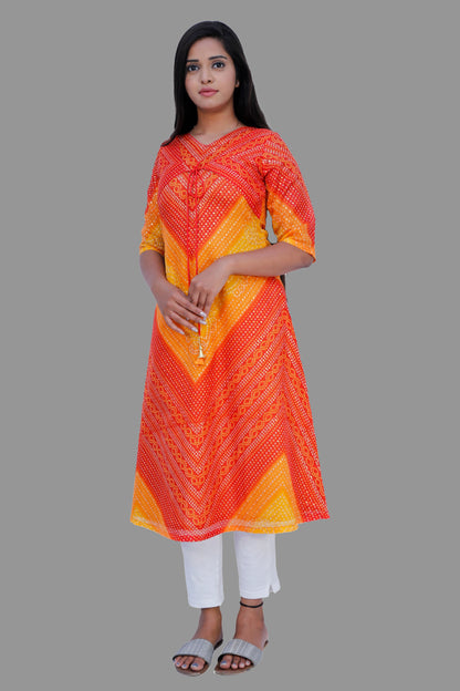 Women Bandhani Print A-line Kurta-S3K548