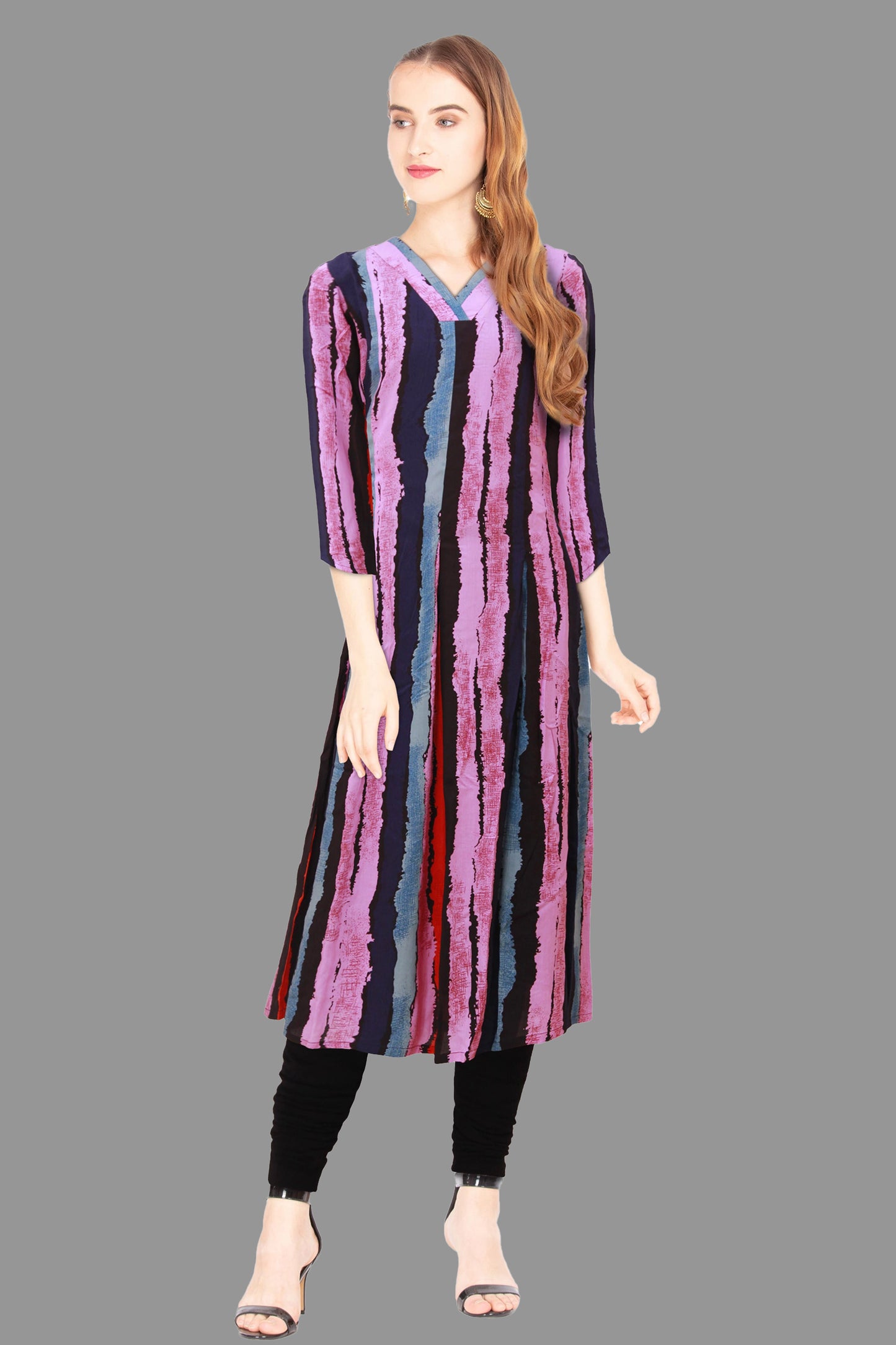 V-Neck Multi Color Kurta for Women |S3K052
