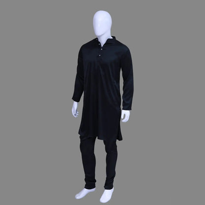 Men's Black High Neck Kurta Pyjama Set | S3SKP1045/A