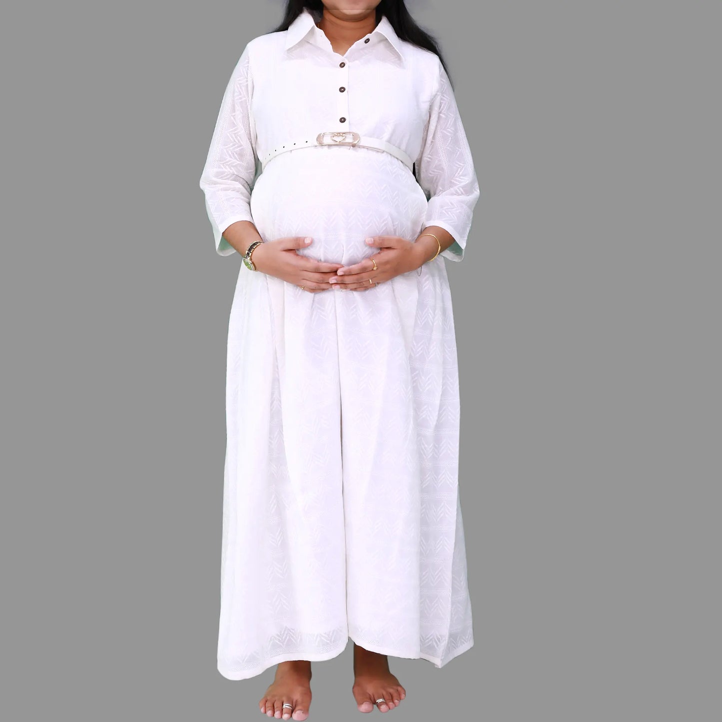 White A  LIne Maternity Dress | S3MA1041