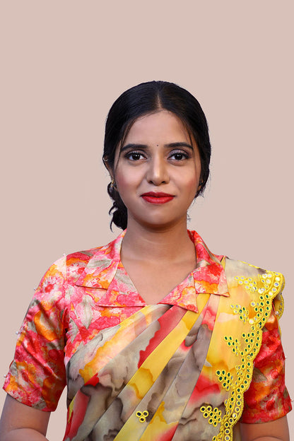 Yellow Floral Printed Saree  | S3S1